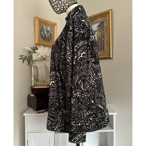 Vintage Women’s Velour Halter Active Sweater Black White Full Zip Size 1X - Picture 6 of 13